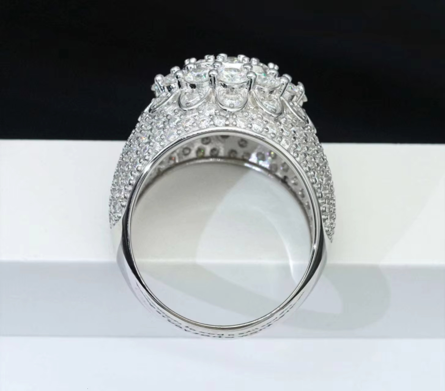 S925 Sterling Silver Eternity Band Ring Hiphop Engagement Mossanite Mens Diamond Ring Moissanite Ring