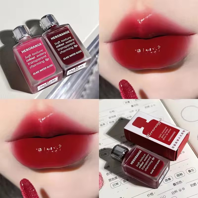 Black Mirror Water Light Lip Glaze High Gloss Moisturizing Long Lasting No Fading Liquid Lipstick Sexy Red Lips Makeup Cosmetics