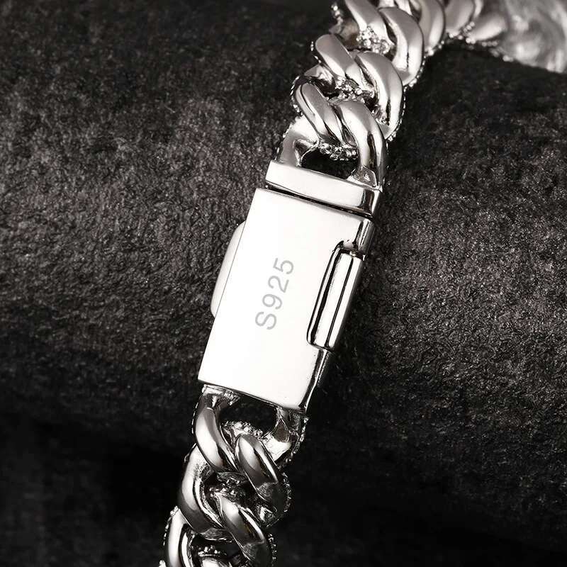 S Sterg Sier Round Cuban Chain Claw Setting AAA+ CZ Stone Bg Iced Out Necklace for Men Hip Hop Rapper jewelry