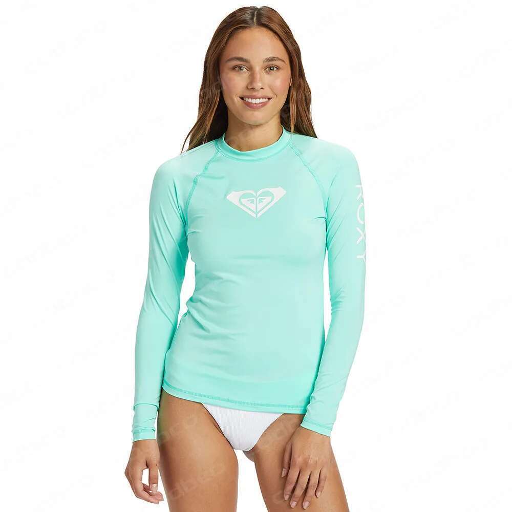 Summer Women Surf Swimming Long Sleeve T-shirts Short Skin Eruptions High Beach Protection UV Swimwear Lycra Surf Clothing