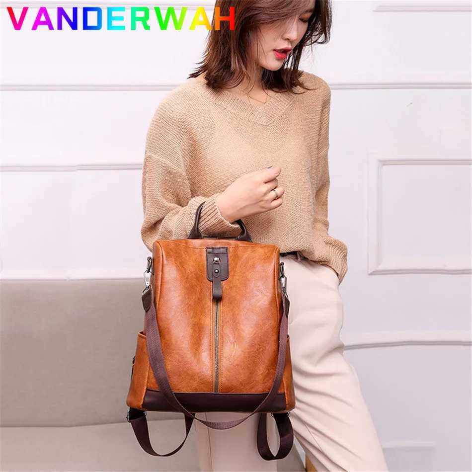 Womens leather backpack 3-in-1 womens anti-theft backpack teenage girl travel backpack Mochila Feminina Z250315
