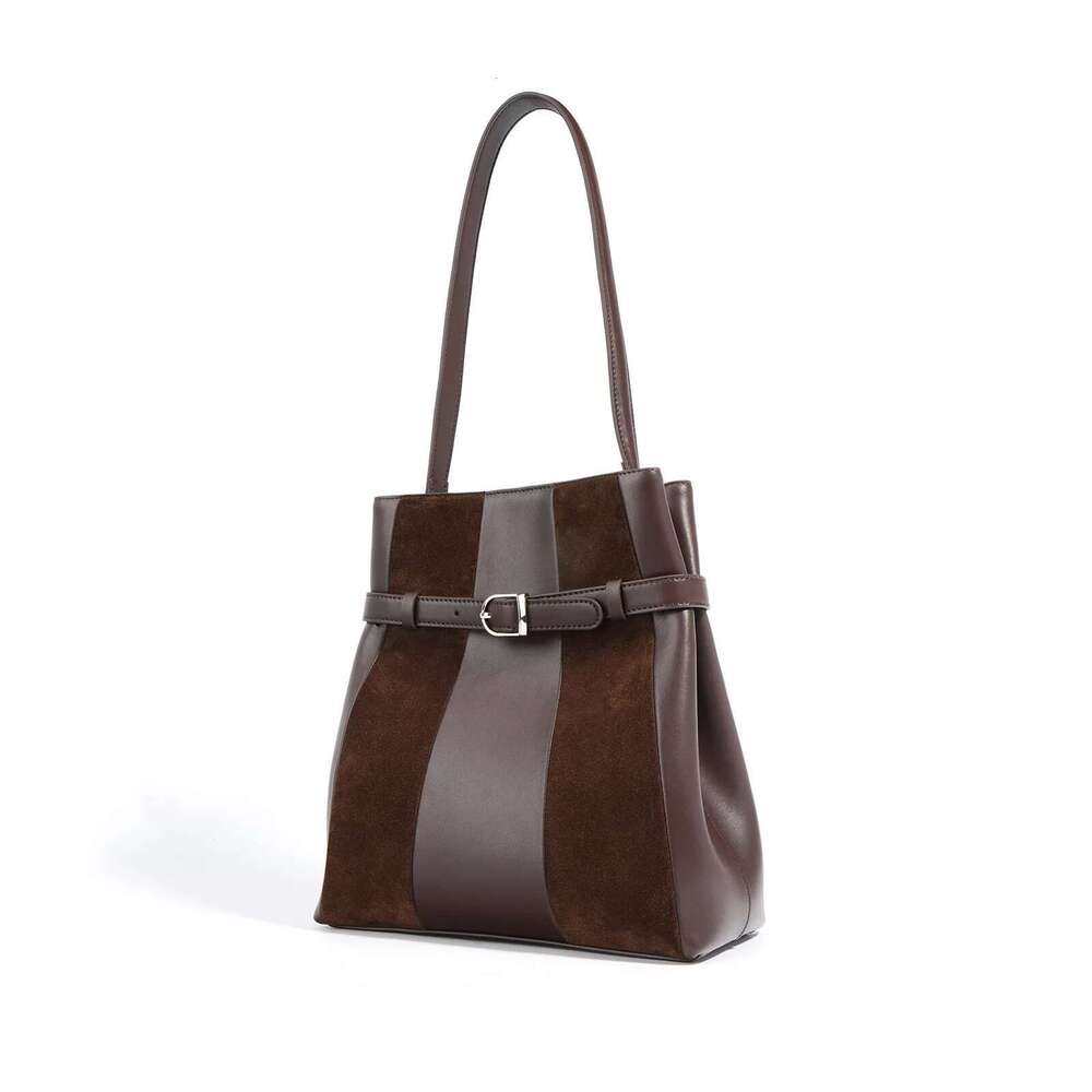 Slouchy Top Handle Tote Genuine Leather Retro Shoulder Travel Handbag Bag Brown Suede Bags For Women