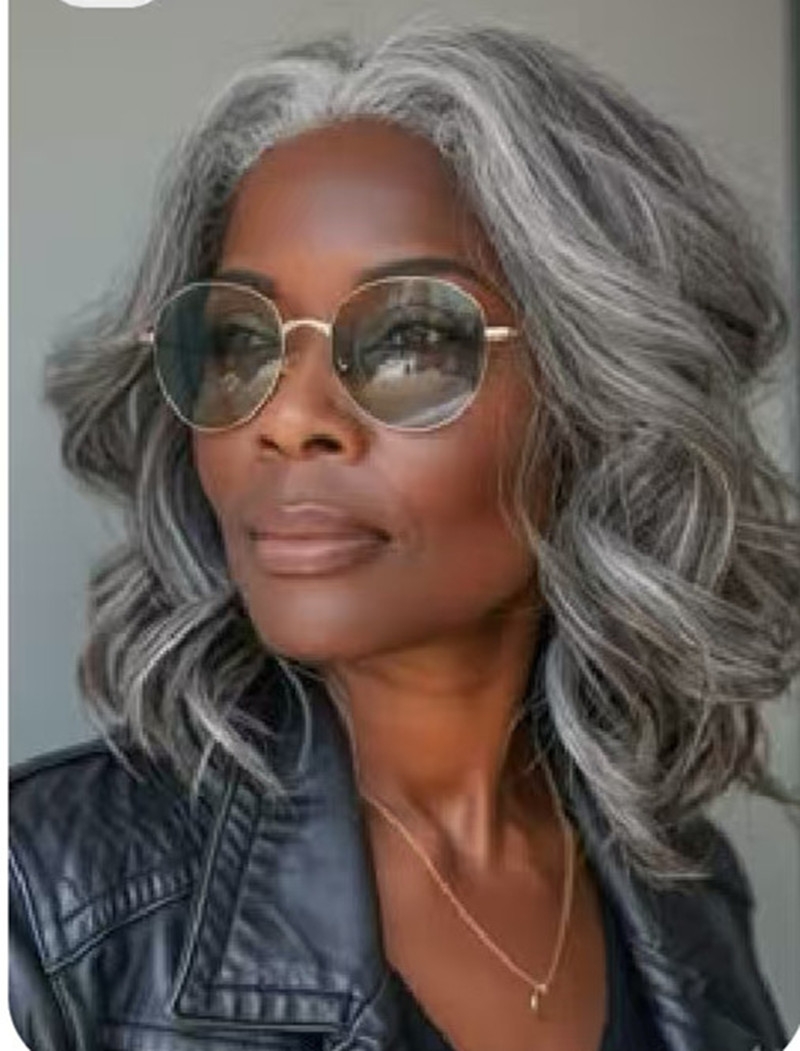 100% Raw Gray human hair Lace wig for black women short wavy bob Silver curls Grey salt and pepper 5x5 Hd Lace closure front wig 10inch 12Inch