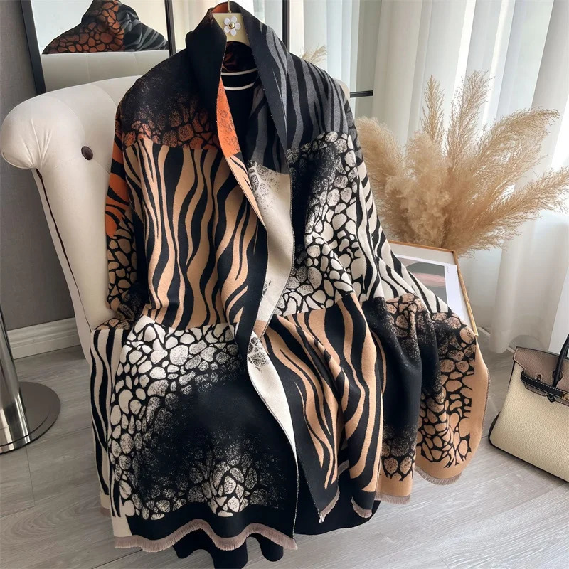 Winter Cashmere Scarf for Women Warm Cashmere Blanket Raincoat Scarf for Womens Shawl Thick Wrap Foulard Bufanda 250314