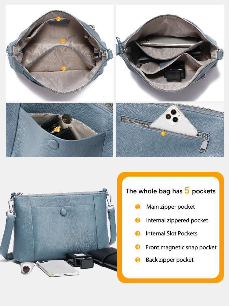 Zency Minimalist Women Purse 2025 Spring Shoulder Square Cross Over 100% Genuine Leather Small Phone Bag For Commuters Hot