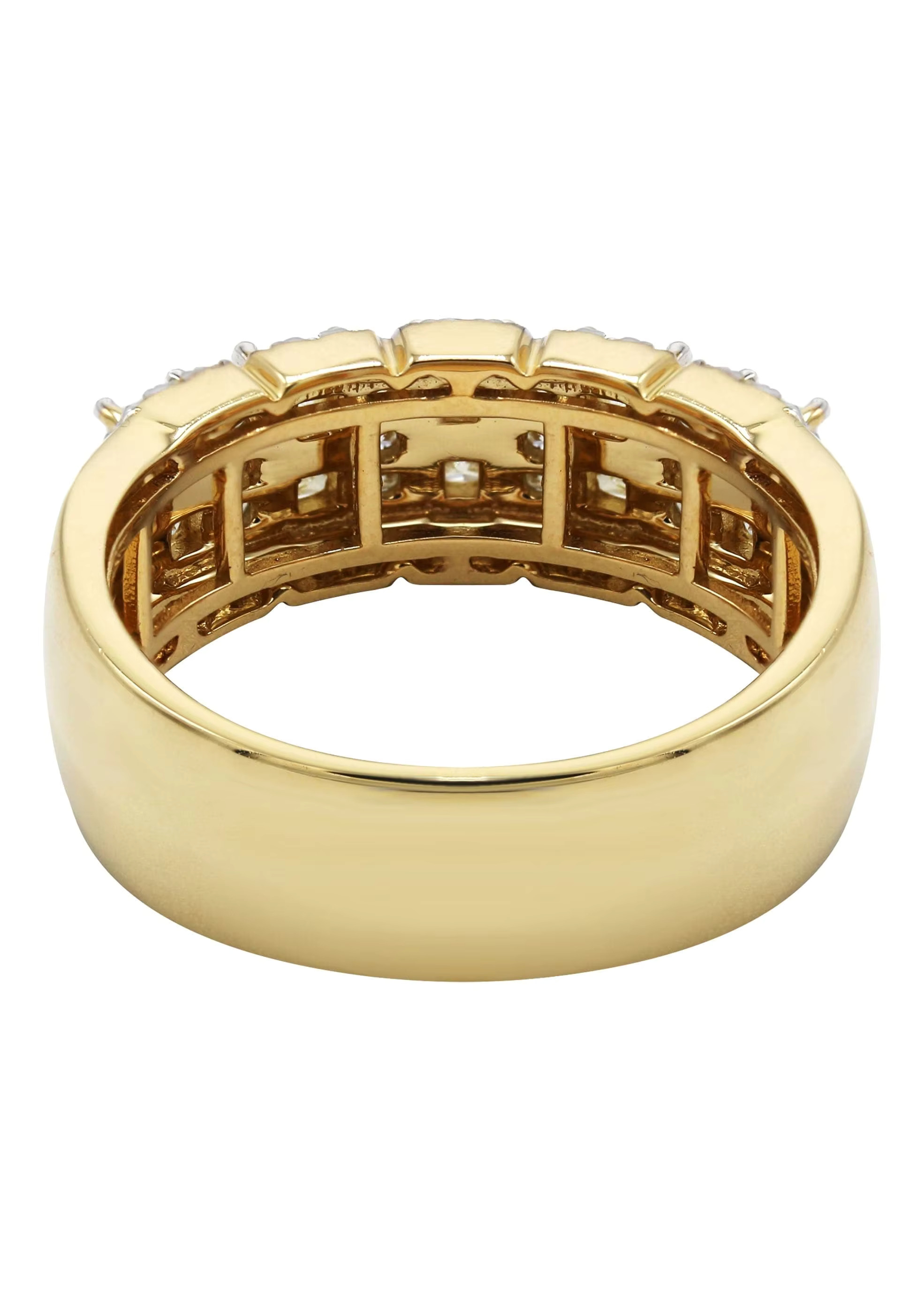 Mens Luxury 10K 14K 18K Gold Full Diamond Ring Trendy Hip Hop Iced Out VVS Lab Grown Round and Princess Design Costume Jewelry