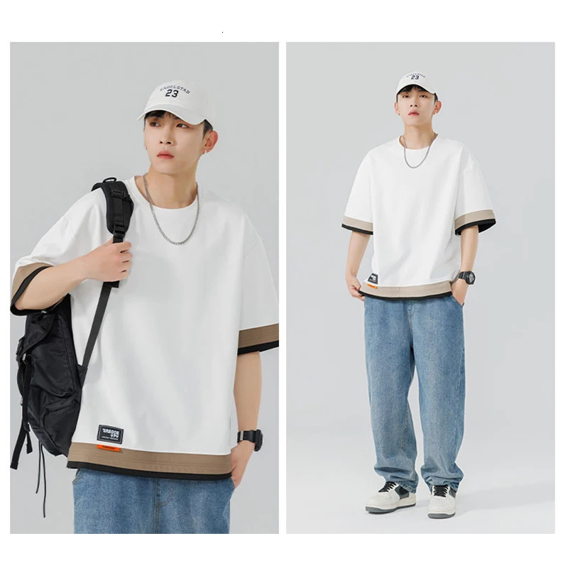 Plus Size 7XL 8XL Mens Straight Shoulder Summer Mens T-shirt 250314