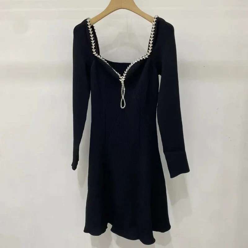 Women's Black Dia Mini Slim Long Sleeves Elegant Evening Party Dress Female