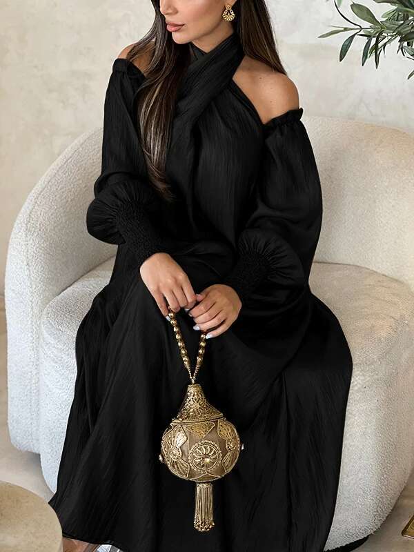 Modigirl Elegant Evening Party Dress For Women Clothing 2025 Spring Summer Puff Sleeves H-E Loose Plus Size Maxi Dresses 3Xl