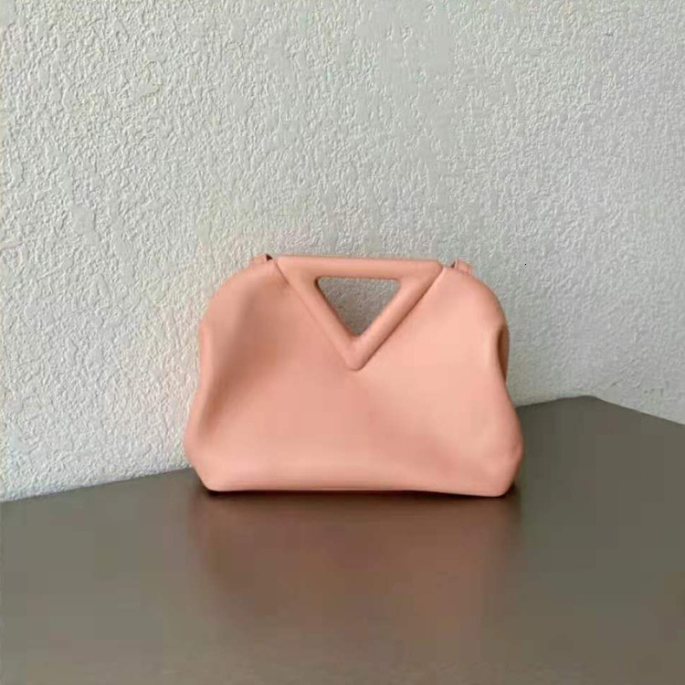 Candy Colored Inverted Triangle Cloud Pleated Clip Hand-Held One Shoulder Crossbody Dumpling Bag, Women's Bag