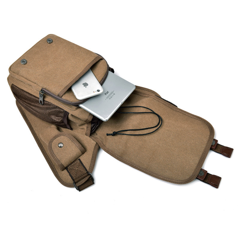 Trendy backpack canvas fashionable men's work one shoulder crossbody, travel multi compartment mailman designer