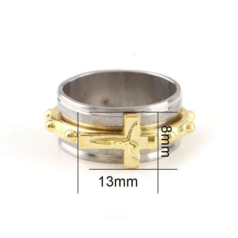 Stainless Steel Religious Catholic Crucifixion Relief Exquisite Religion Men's Wedding Ring Holy Belief Jewelry