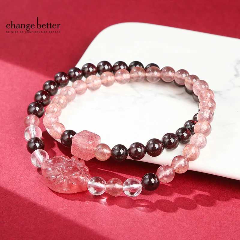 Korean Design Garnet Sterry Quartz Lucky Bracelets for Women Natural Stone Energy Stretch Bracelets Couple Party JewelryXJ250315