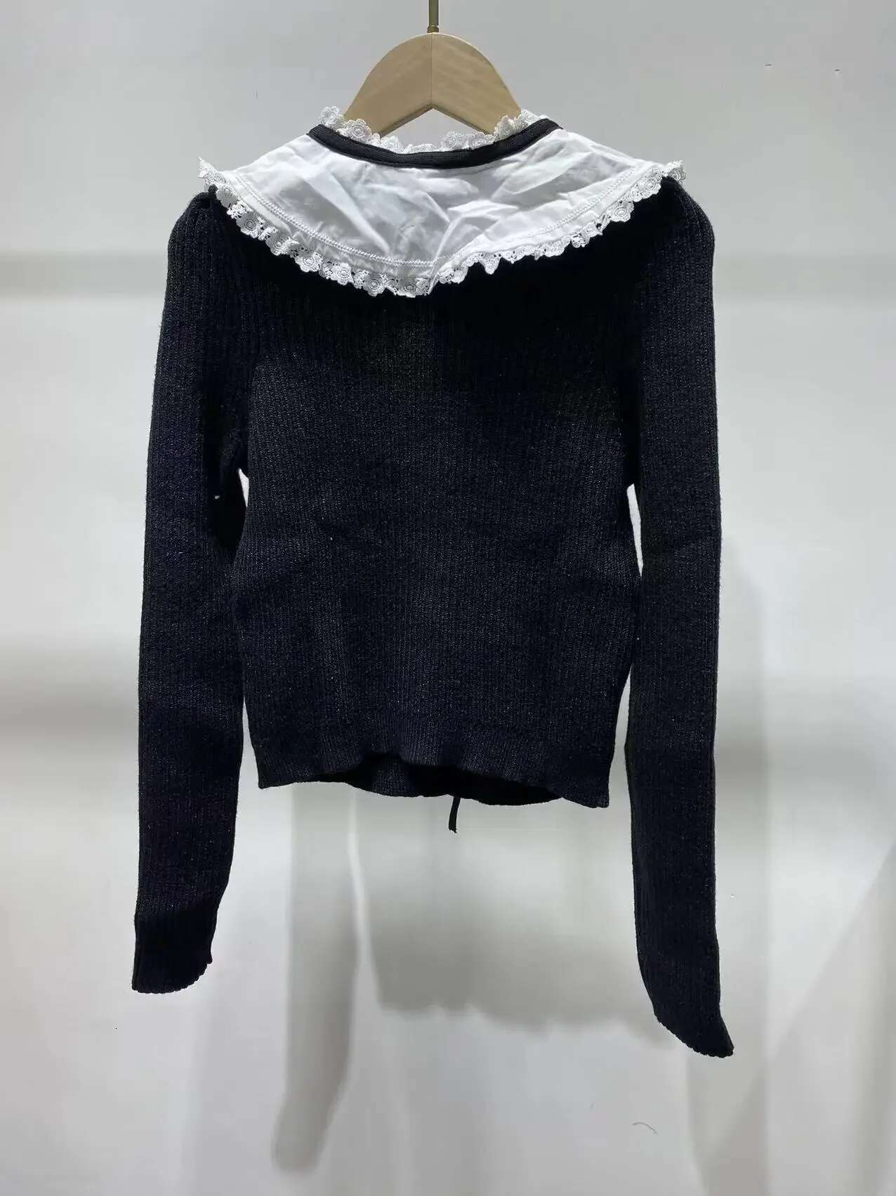 Office Lady Peter Pan Collar Sweaters Vintage Long Sleeve Loose Sweater Autumn 2022 Elegant Knit Cardigan For Women