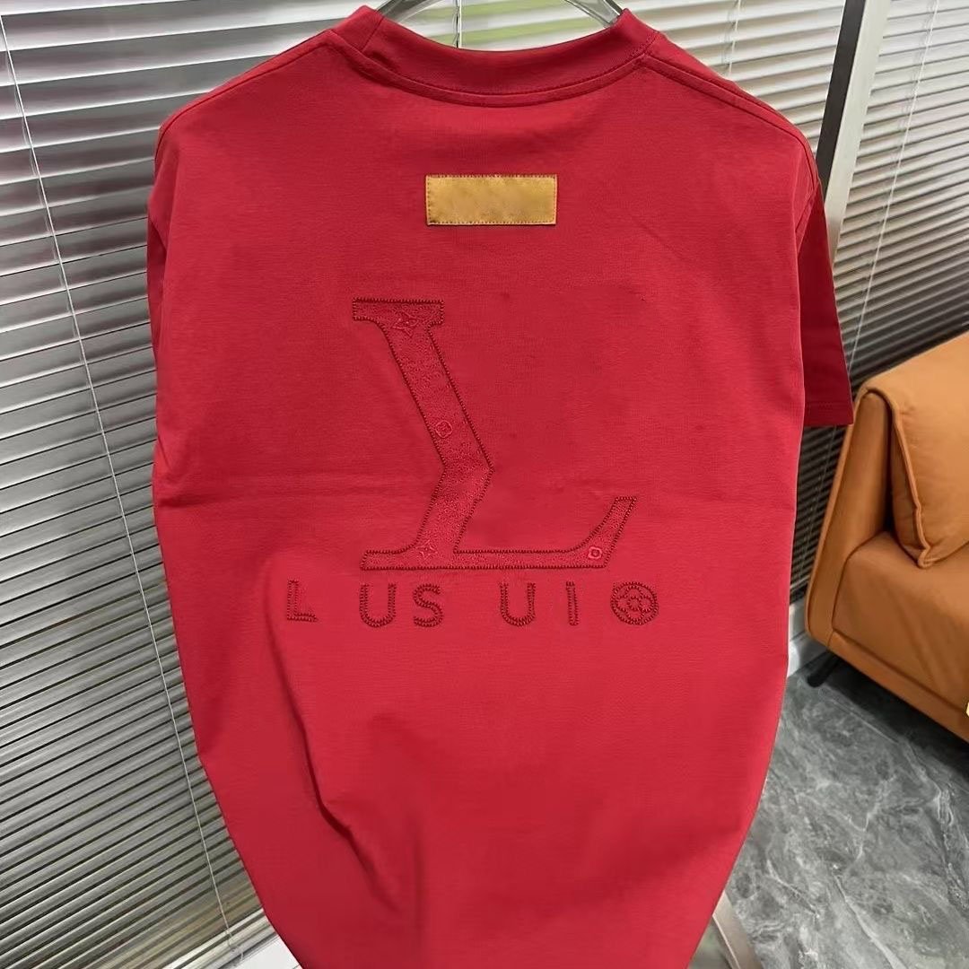 2025 casual designer design all-match new style heavy industry fashion embroidery short sleeve steel seal letters light luxury fixed T-shirt men's and women's M--5XL
