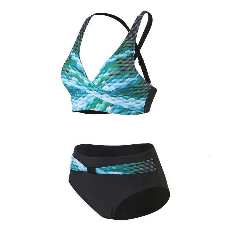 Hawaiian print 2-piece swimsuit, high waisted underwear, vintage style, bikini, women's, beachwear, new collection
