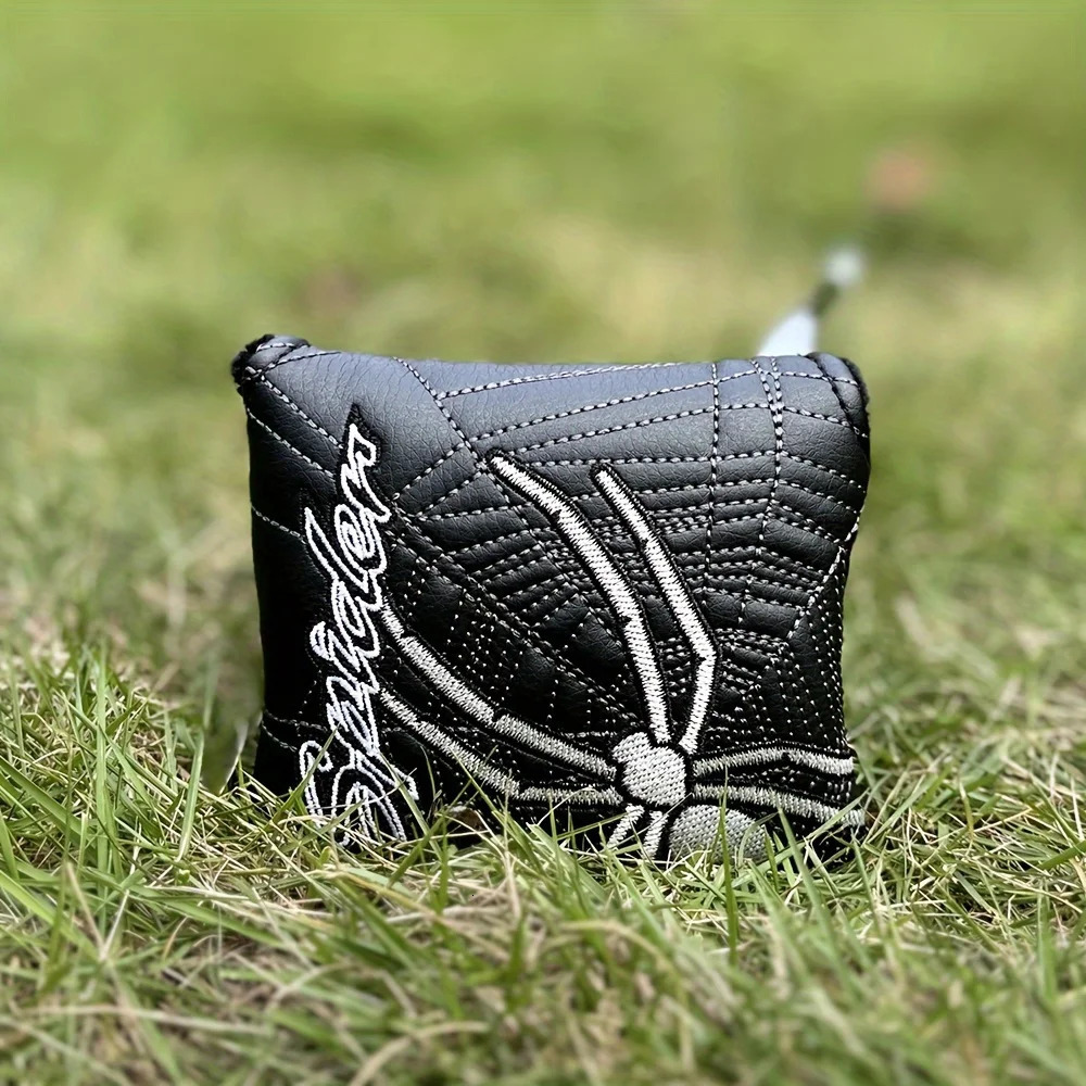 1pc Spider Embroidered Golf Putter Cover Waterproof And Wear-resistant Club Cover Durable PU Leather With Magnet Closure 250314