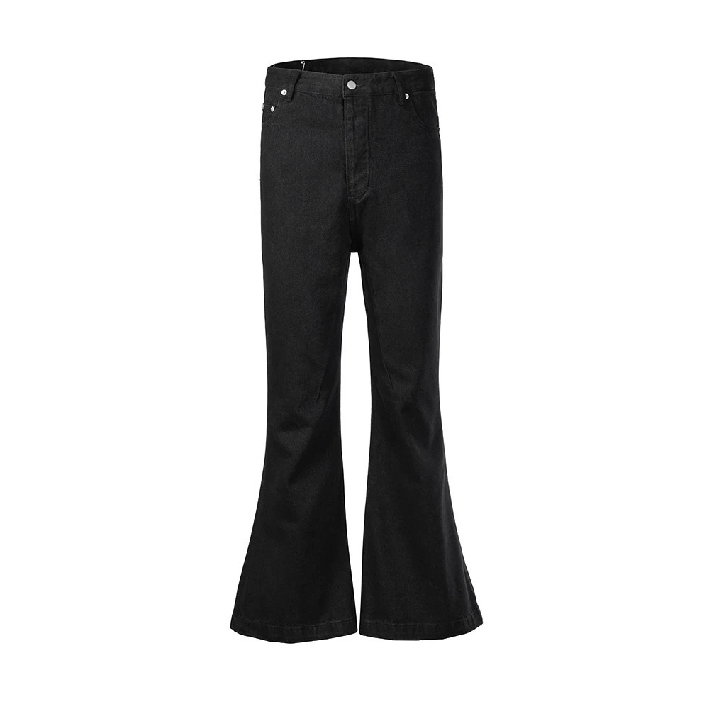 Black Vintage Jeans Flare Pants Mens RO Style Wide Leg Harajuku Solid Streetwear Y2K Baggy Casual Denim Trousers Oversized 250310
