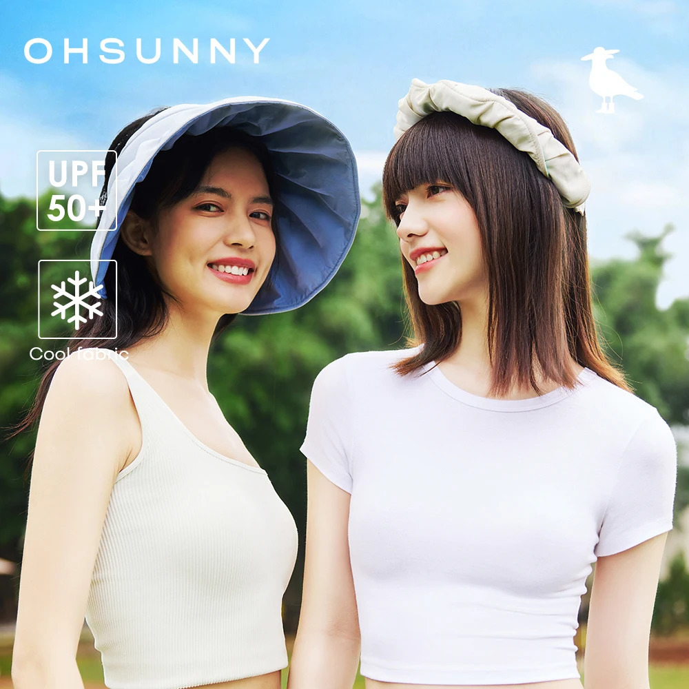 OhSunny Beach Caps Shell Shape Sunhats for Women Summer Fashion Sunscreen Empty Top Big Brim Anti-UV UPF50 Sun Protection 250313
