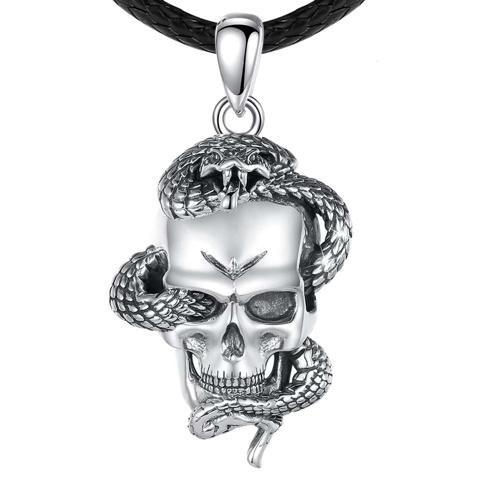 2025 New model Sterg Sier Jewelry Gothic Cobra Snake Punk Skull Design Latest Model Fashion Male Pendant Necklace