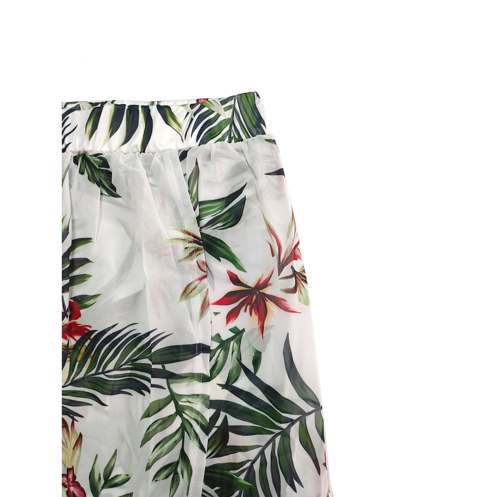 Womens Bohemian floral print Vneck twopiece top and split beach party dress 250312
