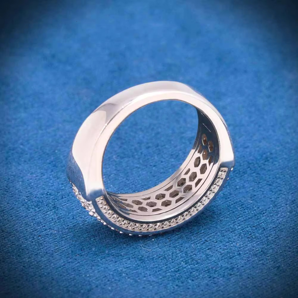 Top Selling Unisex 14k White Gold Hip Hop Rings Fine Jewelry Collection with Lab Grown Diamond Moissanite GIA Certified Weddings