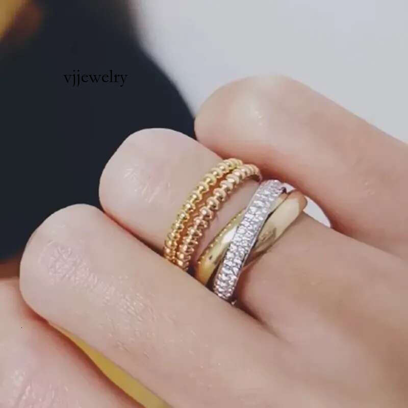 trinity ring charms woman and men designer Couple Size 678 for man dia Tricyclic crossover T0P quality Gold plated reproductions wedding anniversary Ring
