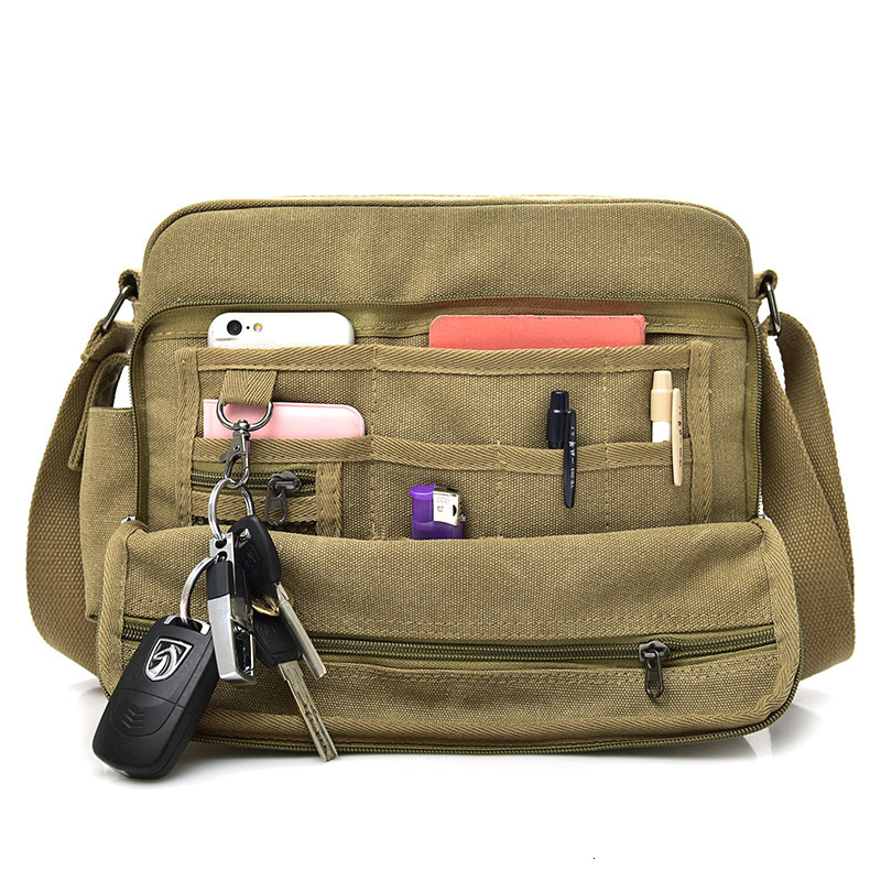 Fashionable and trendy canvas backpack multifunctional single men's leisure large capacity crossbody, multi compartment shoulder designer