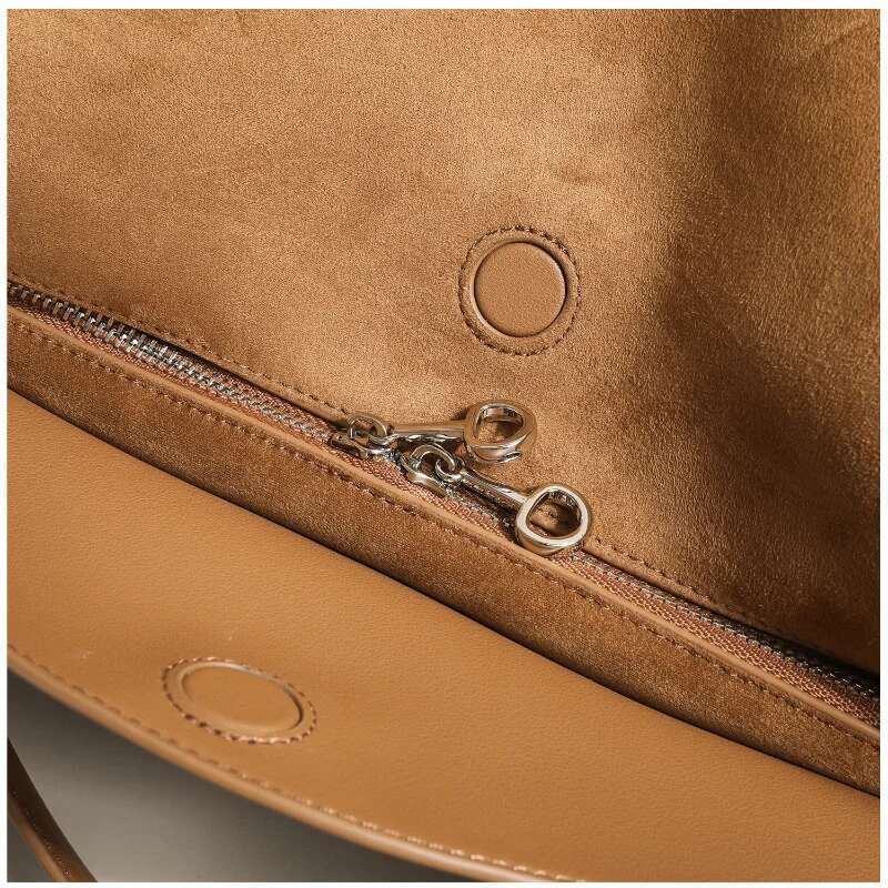 New Collection Coffee Color Pillow Tote 2 Sizes Matte Suede Cow Leather Women Shoulder Bag Daily-Use Winter Handbag