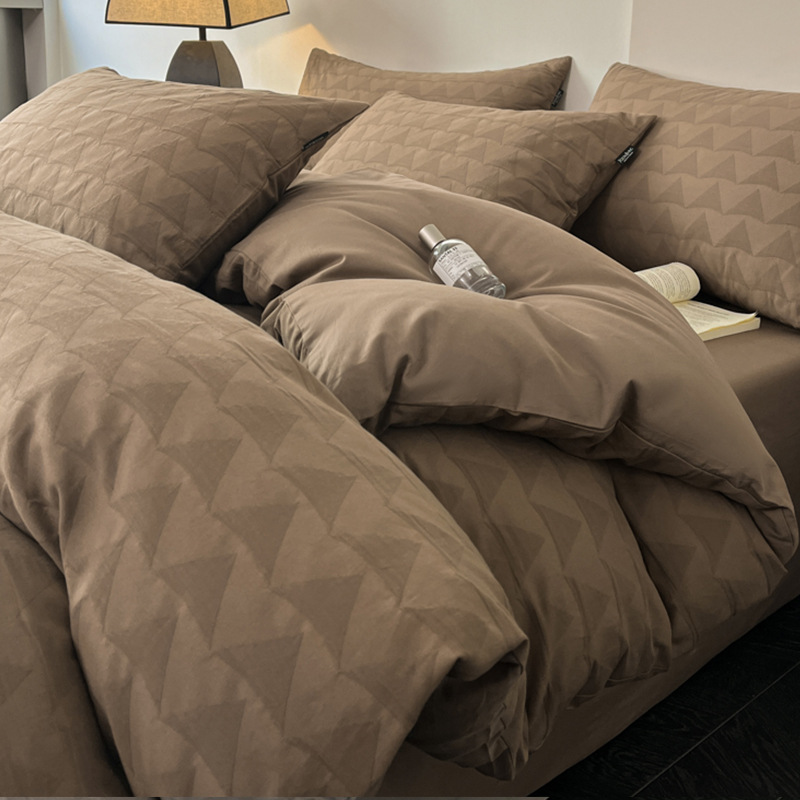 A16 60-count pure cotton three-layer yarn jacquard bedding four-piece set new cotton light luxury bed sheet bed sheet simple bedding