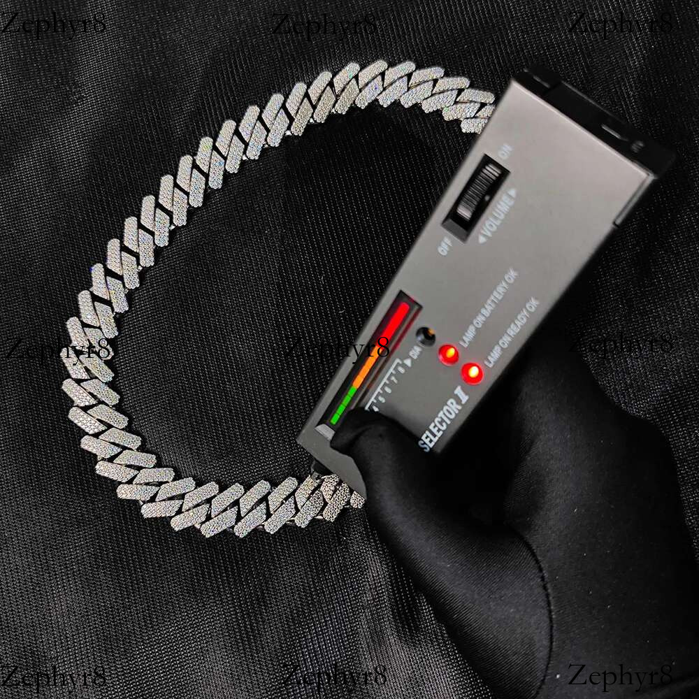 2025 New model High Quality Hip Hop Dia D VVS Necklace Jewelry 20mm Three Row Moissanite Sterg Sier Cuban k Chain