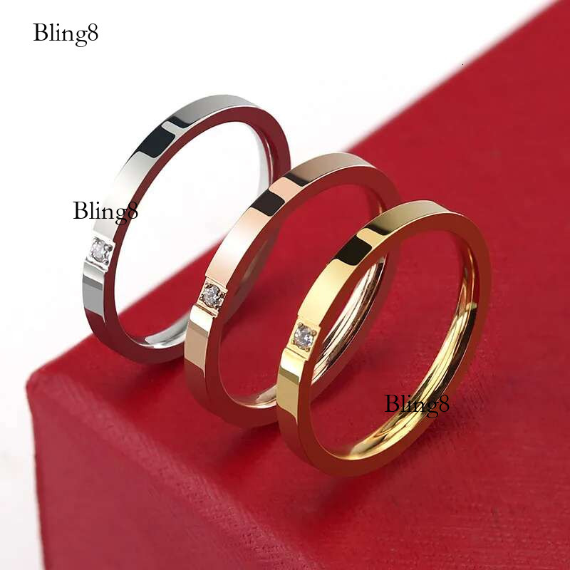 Titanium Round Zircon Rings For Women Minimalist Stainless Steel Thin Ring Jewelry Accessories Valentine'S Day Gifts