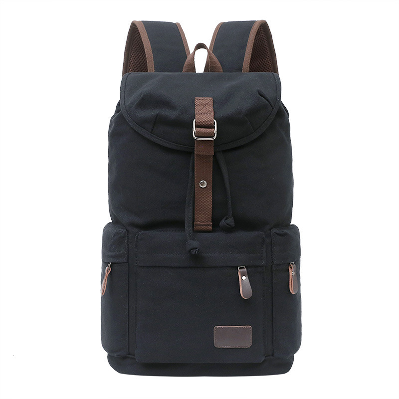 Men's trendy backpack canvas, men's high school large capacity outdoor backpack, leisure travel designer bag