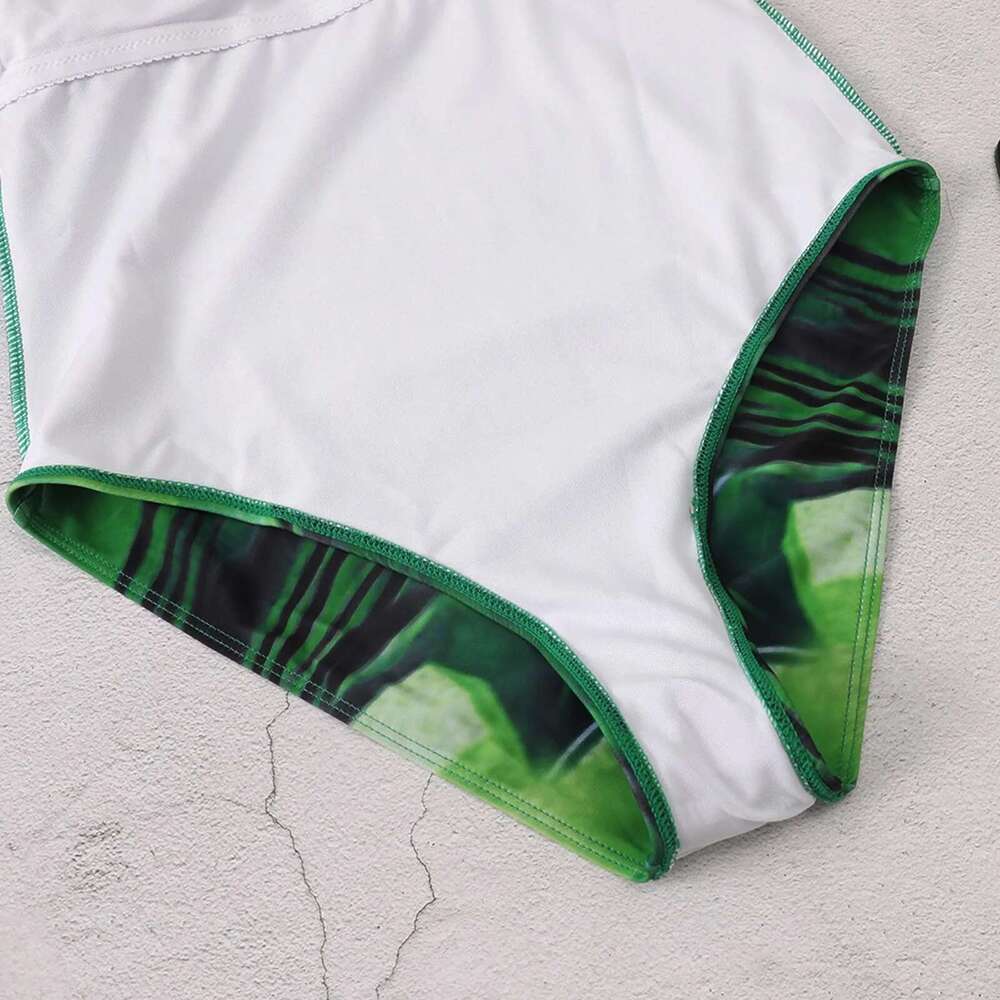 Printed women's one-piece swimsuit, sexy, push up, V-neck, fashionable, beachwear, 2024