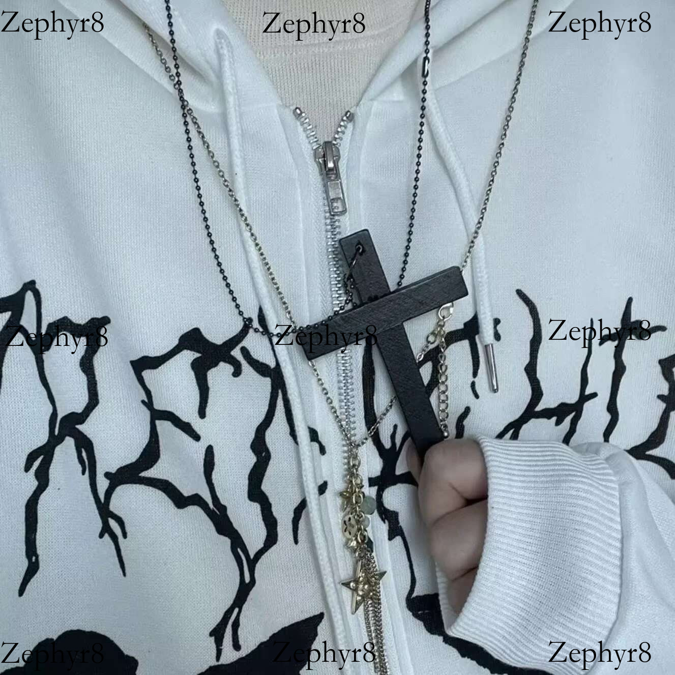 Trendy Cool Punk Gothic Wood Cross Pendant nNecklace for Women Men Vintage Black Hip Hop Y2k Necklace Party Jewelry Gift