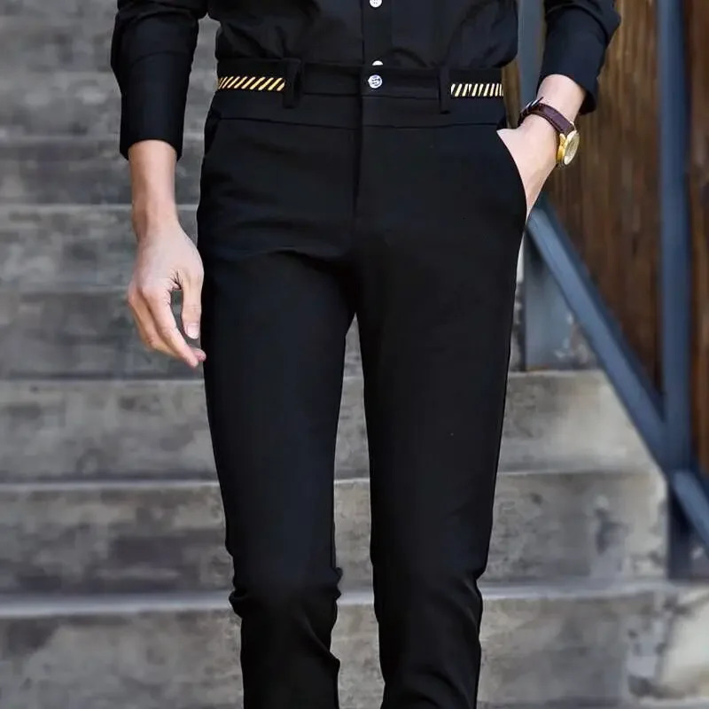 Black Suit Pants for Men Spring and Autumn Stretchy NonIroning Office Trousers Slim Fit Formal Dress 250313