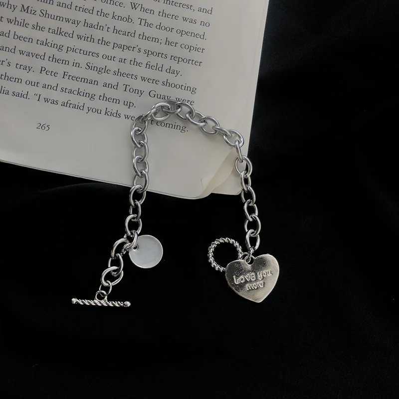Other Heart Necklace Collar For Women Punk Stainless Steel Chain Hip Hop Fashion Simple Letter Chokers Statement Goth Jewelry S25315