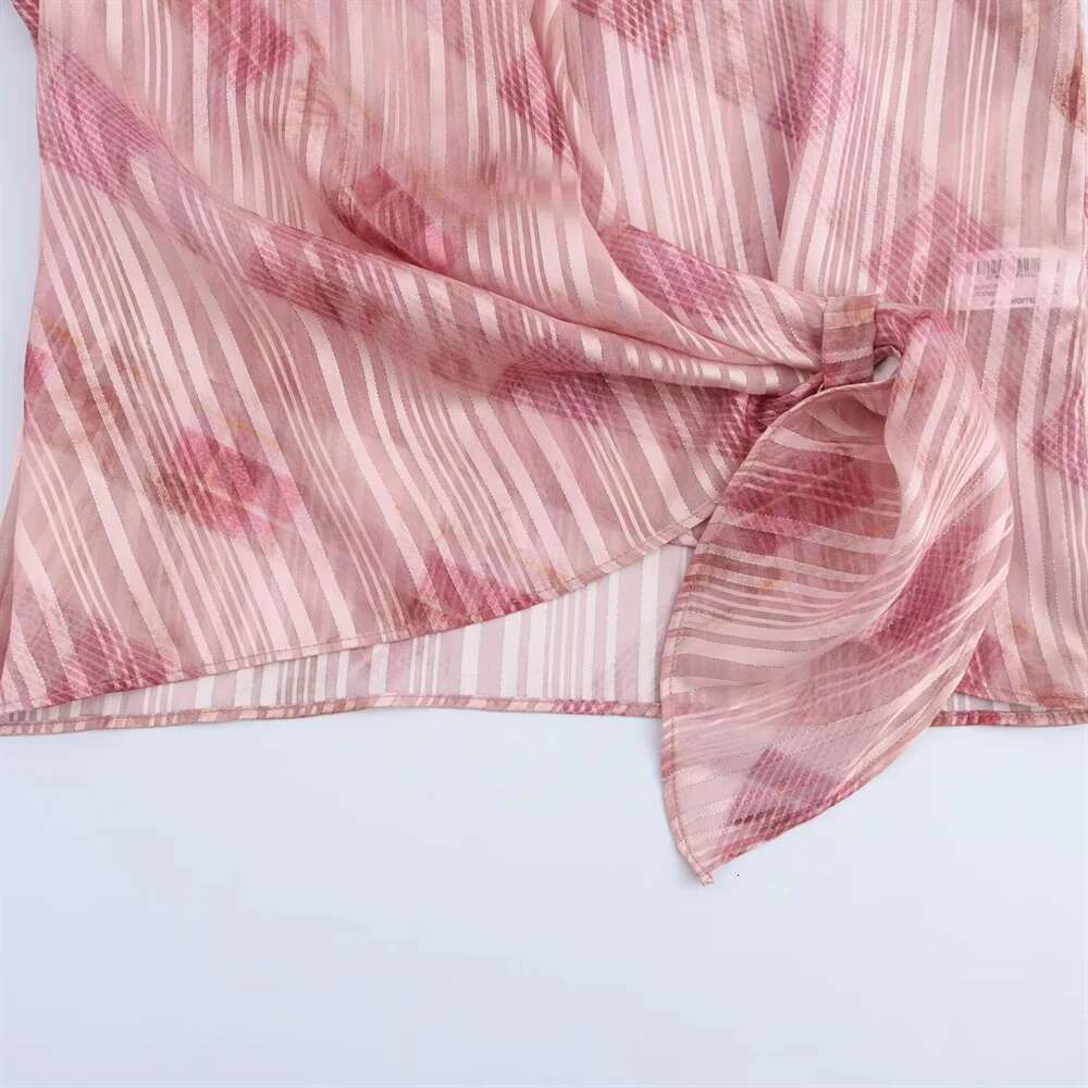 Pb&Za New Ladies' Wrap - Front Blouse With Pleated Details Long Sleeves And Asymmetric Hem For A Trendy Look