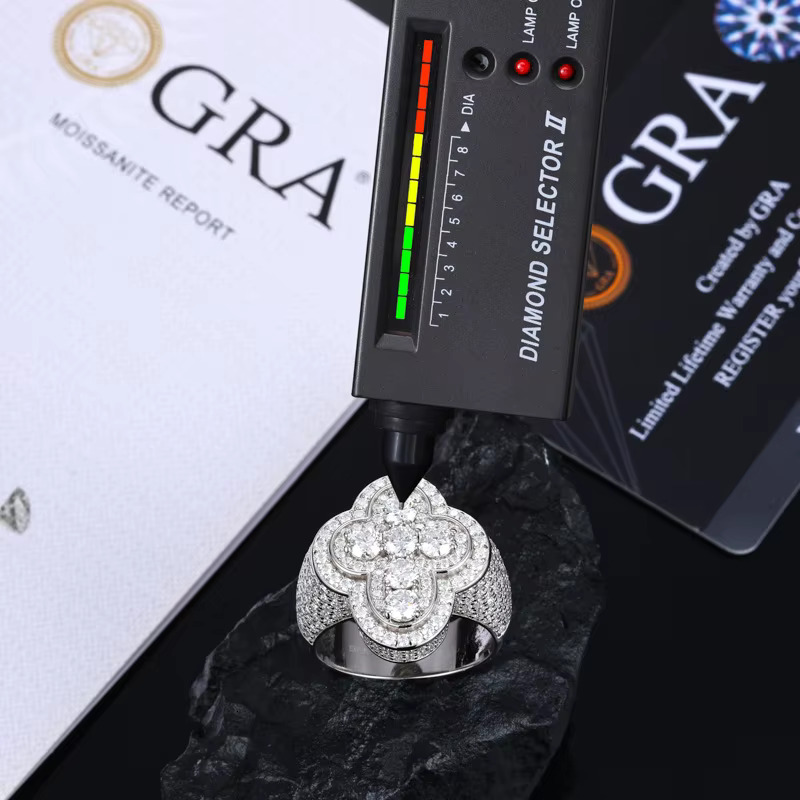 Rock Rapper Jewelry S925 Sterling Silver Cross Moissanite Hip Hop Full Iced Out Fashion Rings for Men