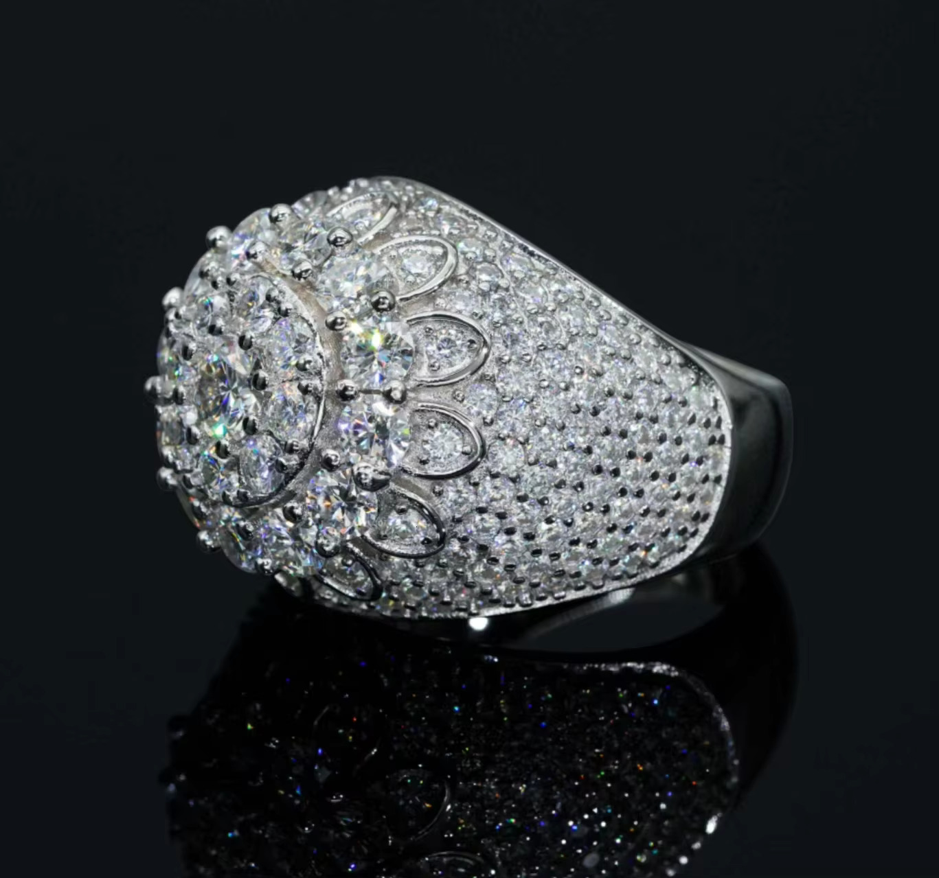 S925 Sterling Silver Eternity Band Ring Hiphop Engagement Mossanite Mens Diamond Ring Moissanite Ring