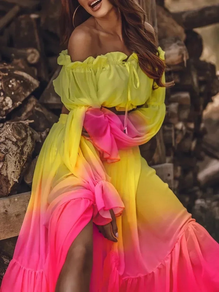 Womens SXL size fashionable half skirt set tie dye contrasting color twopiece shoulder pleated lace top 250312