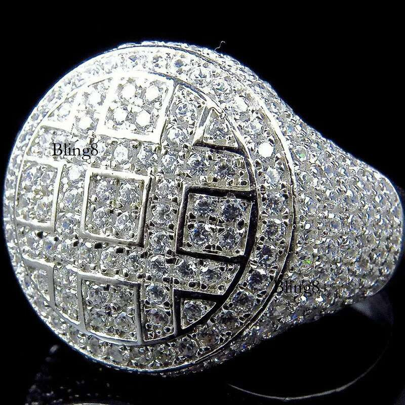 girl Round Rings Men's Sier Color Iced Out Cubic Zircon Jewelry Ring Gifts gifts for men