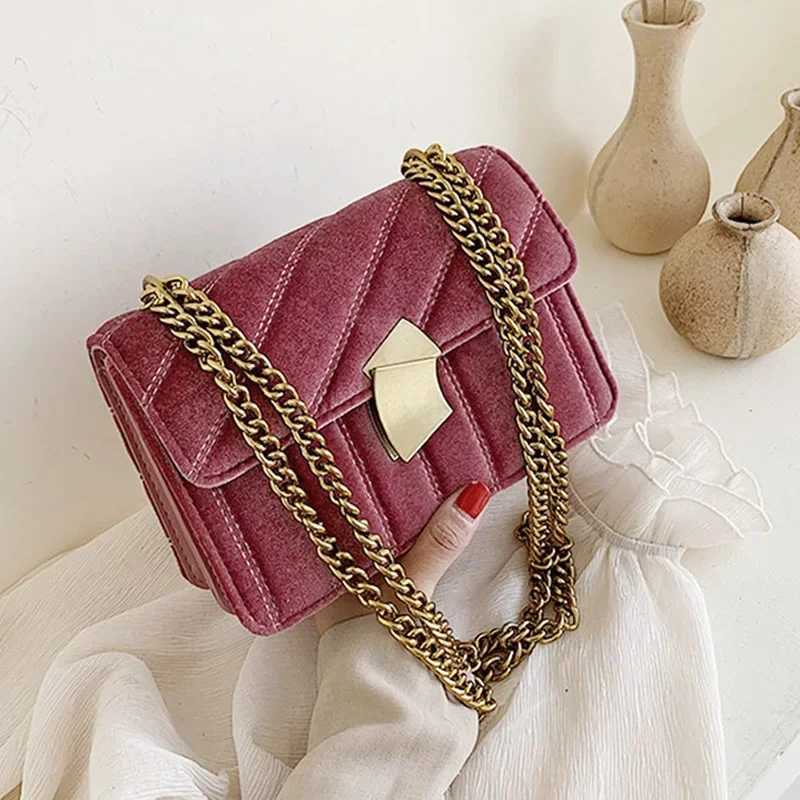 High quality gold velvet cross body bag suitable for female designers small shoulder bag chain messenger bag womens mini wallet handbag Y250315