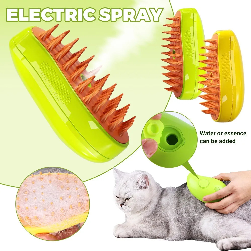 Cat and dog steam brush Steam Electric spray for pet massage beauty tool Shedding 3 in 1 electric comb y250312