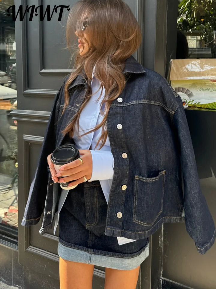Street Denim Jacket Skirts Set Women Casual Lapel Single Breasted Long Sleeve Jackets Aline Mini Skirt Lady Outfits 250312