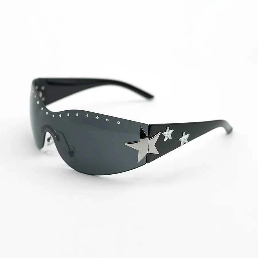 Star Wrround Decorative Large Frame Fashion Sunglasses for Women Y2K Style Cool Summer Party Glasses for Men W250315