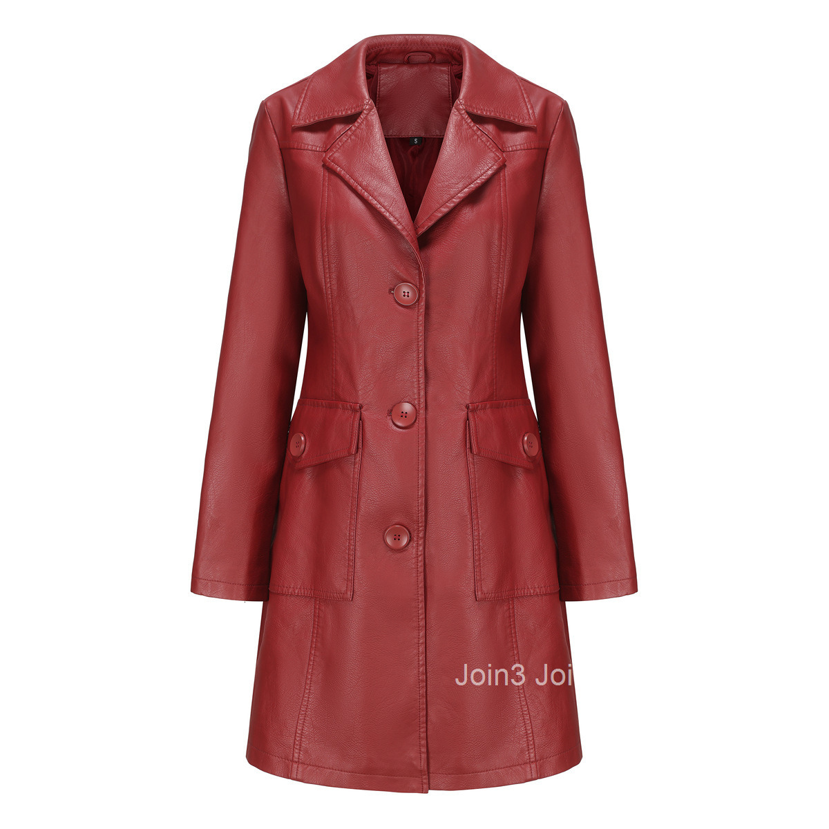 Fashion New Long Style Leather Coat Spring and Autumn Long Sleeve Leather Windbreaker Fashion British Coat Womens Polo Collar Single Breasted Join3