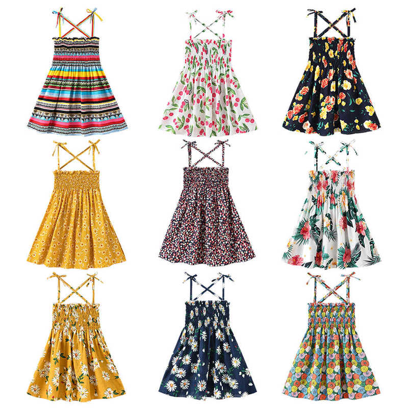 Girl's Dresses Summer girls' camisole dress new Korean version children's cute sleeveless flower fashion dress, women's treasure b