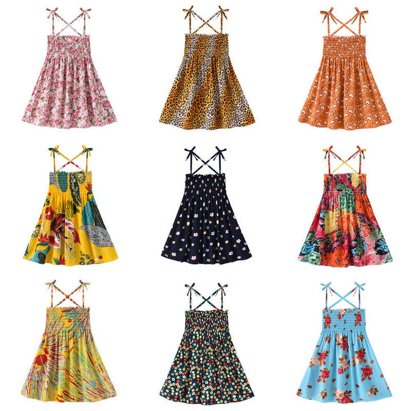 Girl's Dresses Summer girls' camisole dress new Korean version children's cute sleeveless flower fashion dress, women's treasure b