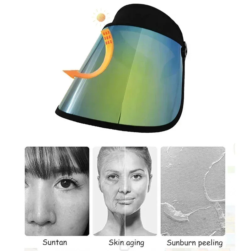 Outdoor Travel Beach Silver Color Sun Visor Hat Anti-uv Protections Scratch Resistant Unisex Soft Plastic PVC Empty Top Sun Hat 250313